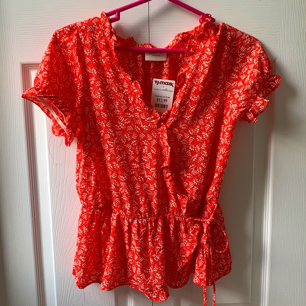 Large Sienna Sky red floral blouse